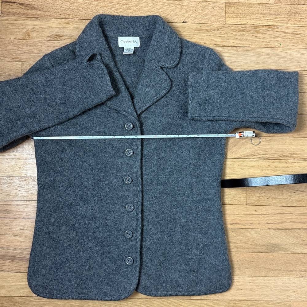 Chadwick's vintage 100% Boiled Wool jacket heather grey button down coat medium